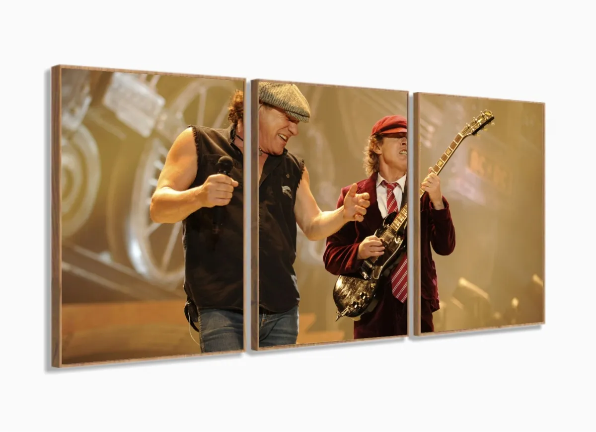 Quadro Decorativo - Ac Dc Show - Tela Em Tecido 120x60 3 peças com moldura filete Imagem