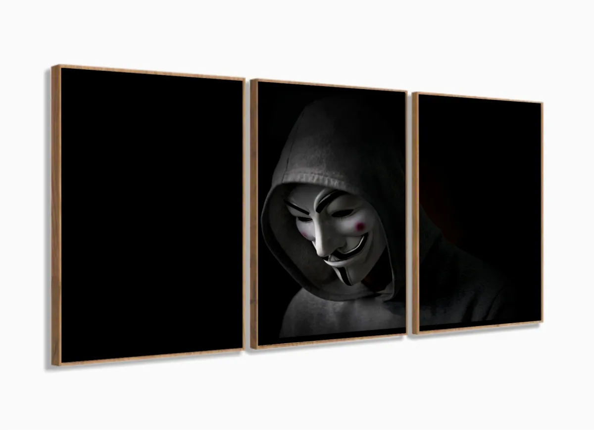 Quadro Decorativo - Anonymous - Tela Em Tecido 3 peças 120x60 cm com moldura filete Imagem
