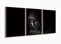 Quadro Decorativo - Anonymous - Tela Em Tecido 3 peças 120x60 cm com moldura filete