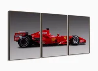 Quadro Decorativo  Fórmula 1 Ferrari 120x60 em tecido 3 peças com moldura filete - Foto 2