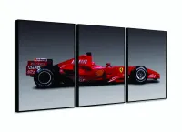 Quadro Decorativo  Fórmula 1 Ferrari 120x60 em tecido 3 peças com moldura filete - Foto 3