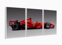 Quadro Decorativo  Fórmula 1 Ferrari 120x60 em tecido 3 peças com moldura filete - Foto 4