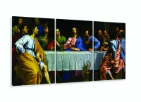 Quadro Decorativo  Nova Santa Ceia Jesus 120x60 3 peças com moldura filete - Foto 5
