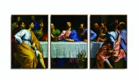 Quadro Decorativo  Nova Santa Ceia Jesus 120x60 3 peças com moldura filete - Foto 6
