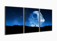 Quadro Decorativo - Star Wars Estrela da Morte -120x60 em tecido 3 peças com moldura filete - Foto 2