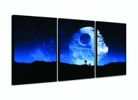 Quadro Decorativo - Star Wars Estrela da Morte -120x60 em tecido 3 peças com moldura filete - Foto 3