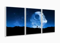 Quadro Decorativo - Star Wars Estrela da Morte -120x60 em tecido 3 peças com moldura filete - Foto 4