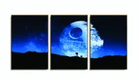 Quadro Decorativo - Star Wars Estrela da Morte -120x60 em tecido 3 peças com moldura filete - Foto 6