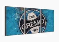 Quadro Decorativo 3 peças Grêmio Futebol 120x60 com moldura filete - Foto 2