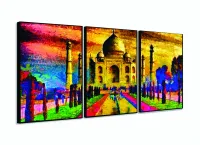Quadro Decorativo 120x60 Sala Quarto Arte Índia Taj Mahal 1 com moldura filete - Foto 3
