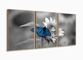 Quadro Decorativo 120x60 Sala Quarto Borboleta com moldura filete