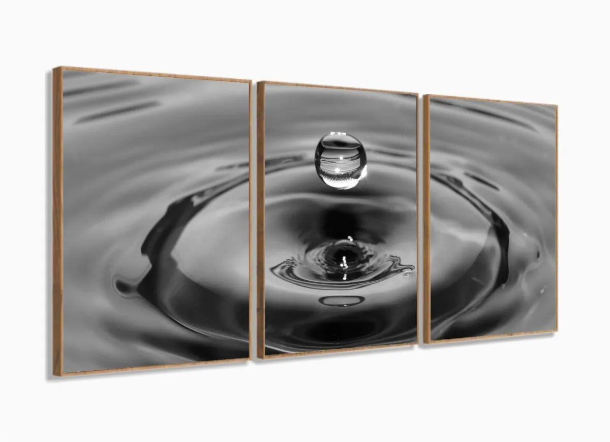 Quadro decorativo Arte Gota de Água Mosaico 120x60 3 peças com moldura filete Imagem