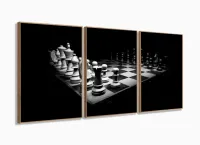 Quadro decorativo Arte Jogo de Xadrez Para Quarto Mosaico com moldura filete