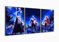 Quadro Decorativo Avengeres 3 peças 120x60 cm em tecido com moldura filete - Foto 2