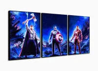 Quadro Decorativo Avengeres 3 peças 120x60 cm em tecido com moldura filete - Foto 3