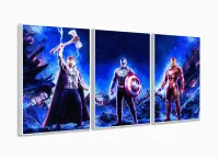 Quadro Decorativo Avengeres 3 peças 120x60 cm em tecido com moldura filete - Foto 4