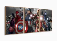 Quadro Decorativo Avengers A 5 peças 120x60 cm em tecido com moldura filete