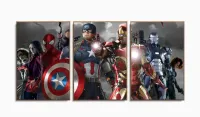 Quadro Decorativo Avengers A 5 peças 120x60 cm em tecido com moldura filete - Foto 6