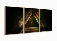 Quadro Decorativo Banda Pink Floyd color 20x60 3 pçs com moldura filete