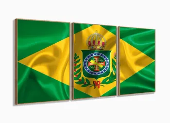 Quadro Decorativo Bandeira Brasil Império 120x60 com moldura filete