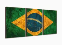 Quadro Decorativo Bandeira Do Brasil Hd  120x60 3 peças Quarto Sala com moldura filete - Foto 2