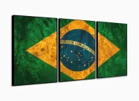 Quadro Decorativo Bandeira Do Brasil Hd  120x60 3 peças Quarto Sala com moldura filete - Foto 3