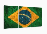 Quadro Decorativo Bandeira Do Brasil Hd  120x60 3 peças Quarto Sala com moldura filete - Foto 5