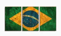 Quadro Decorativo Bandeira Do Brasil Hd  120x60 3 peças Quarto Sala com moldura filete - Foto 6