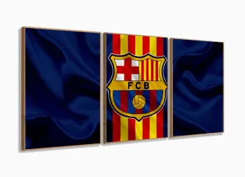 Quadro Decorativo Barcelona Futebol Mosaico 120x60 com moldura filete