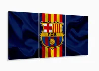 Quadro Decorativo Barcelona Futebol Mosaico 120x60 com moldura filete - Foto 5