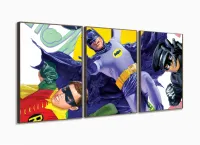 Quadro decorativo Batman e Robin Retro com Tela em Tecido com moldura filete - Foto 2