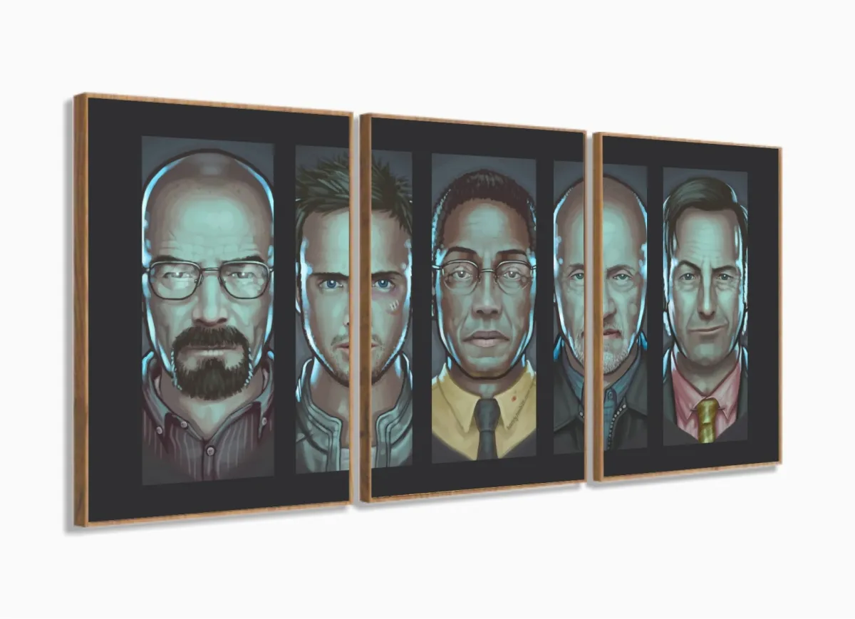 Quadro Decorativo Braking Bad Série 120x60 3 peças sala com moldura filete Imagem