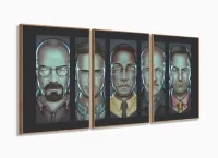 Quadro Decorativo Braking Bad Série 120x60 3 peças sala com moldura filete