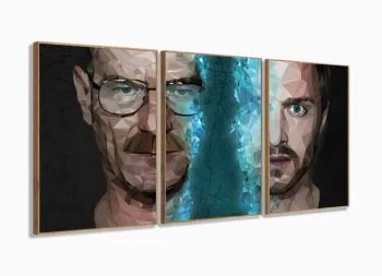 Quadro Decorativo Breaking Bad 3 pç 120x60 com moldura filete
