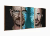 Quadro Decorativo Breaking Bad 3 pç 120x60 com moldura filete
