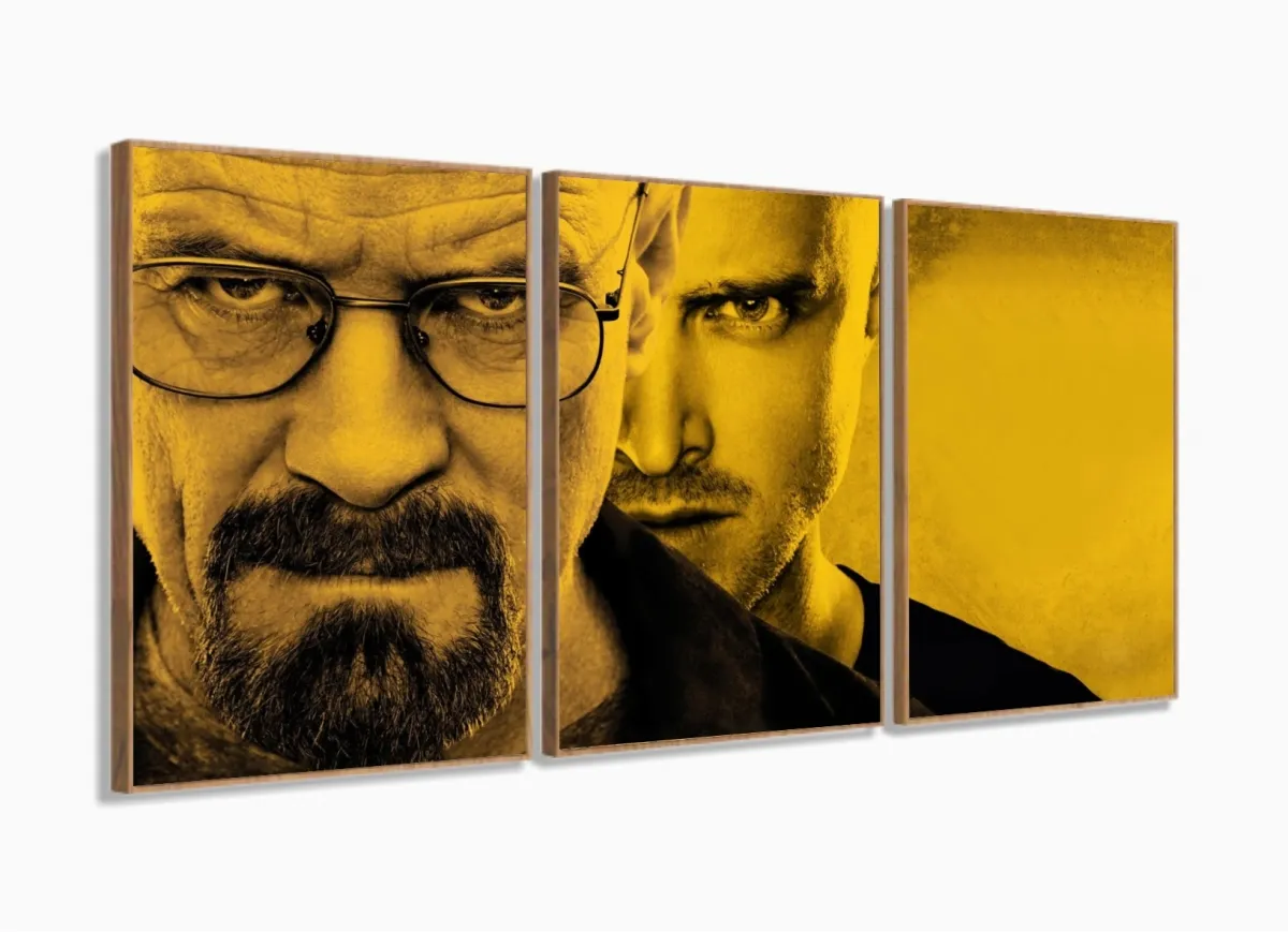 Quadro Decorativo Breaking Bad 120x60 3 peças sala com moldura filete Imagem