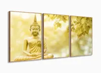 Quadro Decorativo Buda Celestial em Tecido 120x60 3 peças com moldura filete
