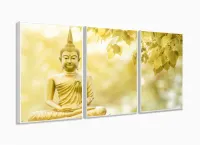 Quadro Decorativo Buda Celestial em Tecido 120x60 3 peças com moldura filete - Foto 4