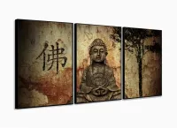 Quadro Decorativo Buda Marron Celestial 120x60 3 peças com moldura filete - Foto 3