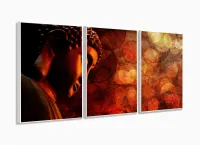 Quadro Decorativo Buda Mistico 120x60 3 peças Mosaico com moldura filete - Foto 4