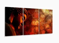 Quadro Decorativo Buda Mistico 120x60 3 peças Mosaico com moldura filete - Foto 5