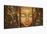 Quadro Decorativo Buda Vertical Para Sala Hall Corredor 120x60 com moldura filete - Foto 3