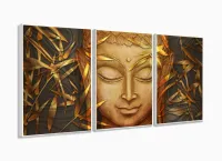 Quadro Decorativo Buda Vertical Para Sala Hall Corredor 120x60 com moldura filete - Foto 4