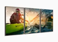 Quadro Decorativo Caiaque 3 Partes 120x60 mosaico com moldura filete - Foto 2