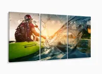 Quadro Decorativo Caiaque 3 Partes 120x60 mosaico com moldura filete - Foto 5