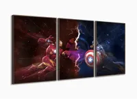 Quadro Decorativo Capitao America Guerra Civil 120x60 3 peças com moldura filete - Foto 2