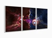 Quadro Decorativo Capitao America Guerra Civil 120x60 3 peças com moldura filete - Foto 4