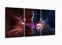 Quadro Decorativo Capitao America Guerra Civil 120x60 3 peças com moldura filete - Foto 5