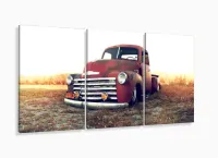 Quadro Decorativo Carro Antigo Retro 120x60 em tecido 3 peças com moldura filete - Foto 5