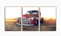 Quadro Decorativo Carro Antigo Retro 120x60 em tecido 3 peças com moldura filete - Foto 6